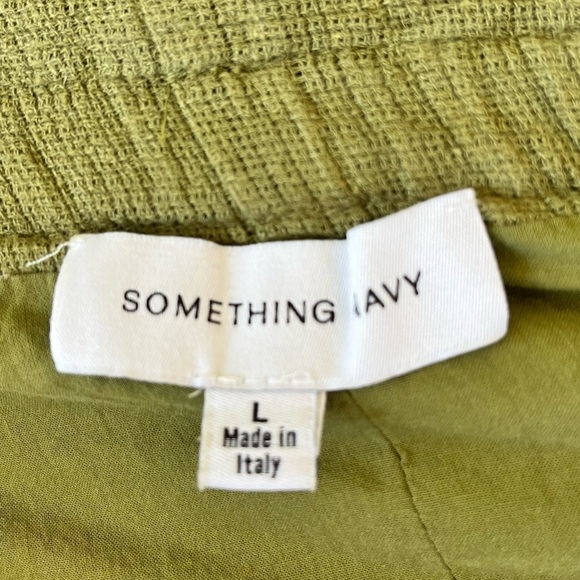 Something Navy Ryan Paper Bag Shorts Army Linen Cotton Blend Green Size Large - Picture 9 of 9